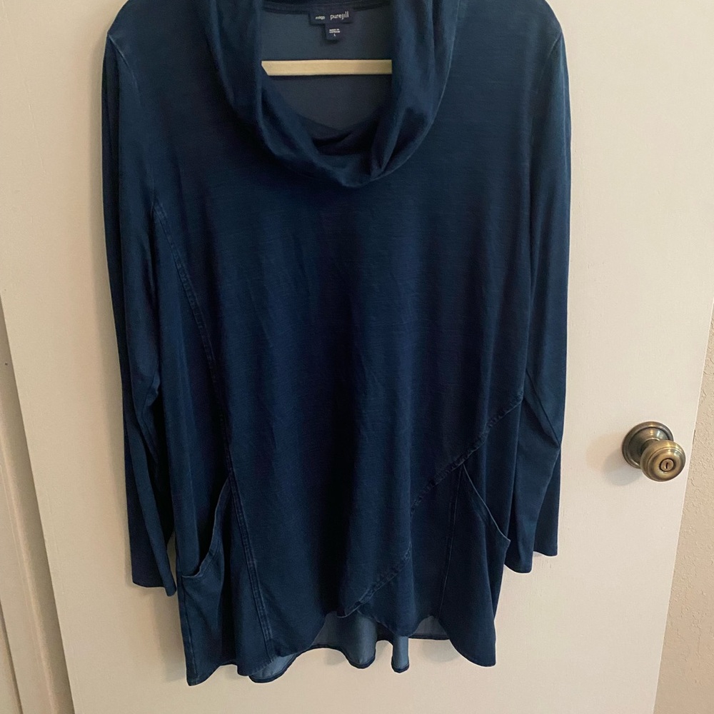 J. Jill Blue Cowl Neck Tunic Sweater